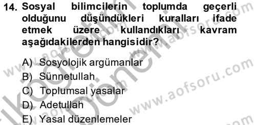 Din ve Toplum Dersi 2014 - 2015 Yılı (Vize) Ara Sınavı 14. Soru