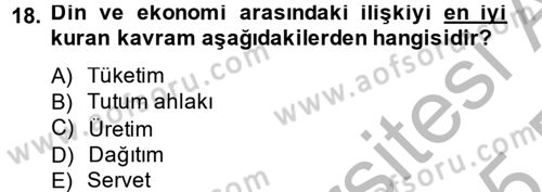 Din ve Toplum Dersi 2014 - 2015 Yılı (Vize) Ara Sınav Soruları 18. Soru
