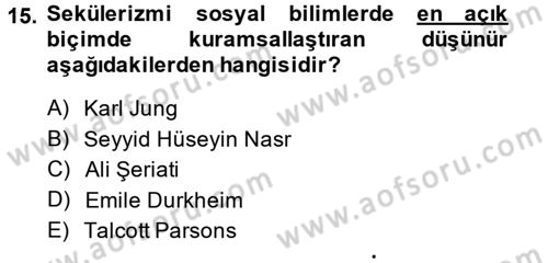 Din ve Toplum Dersi 2014 - 2015 Yılı (Final) Dönem Sonu Sınav Soruları 15. Soru