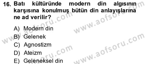 Din ve Toplum Dersi 2014 - 2015 Yılı (Final) Dönem Sonu Sınav Soruları 16. Soru