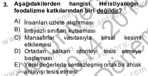 Din ve Toplum Dersi 2014 - 2015 Yılı (Final) Dönem Sonu Sınav Soruları 3. Soru