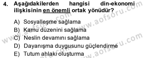 Din ve Toplum Dersi 2014 - 2015 Yılı (Final) Dönem Sonu Sınav Soruları 4. Soru