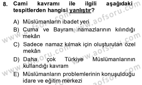 Din ve Toplum Dersi 2014 - 2015 Yılı (Final) Dönem Sonu Sınav Soruları 8. Soru