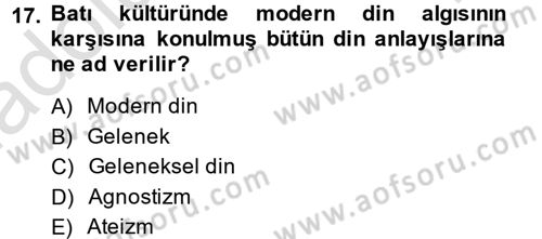 Din ve Toplum Dersi 2014 - 2015 Yılı Tek Ders Sınav Soruları 17. Soru