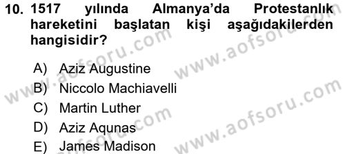Din ve Toplum Dersi 2015 - 2016 Yılı (Vize) Ara Sınav Soruları 10. Soru