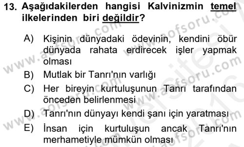Din ve Toplum Dersi 2015 - 2016 Yılı (Vize) Ara Sınav Soruları 13. Soru