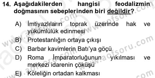 Din ve Toplum Dersi 2015 - 2016 Yılı (Vize) Ara Sınav Soruları 14. Soru