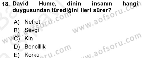 Din ve Toplum Dersi 2015 - 2016 Yılı (Vize) Ara Sınav Soruları 18. Soru