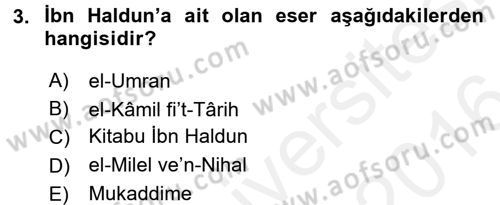 Din ve Toplum Dersi 2015 - 2016 Yılı (Vize) Ara Sınav Soruları 3. Soru
