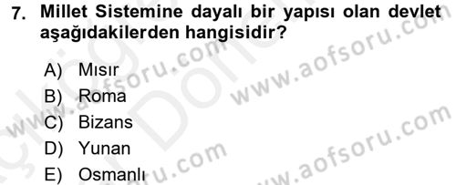 Din ve Toplum Dersi 2015 - 2016 Yılı (Vize) Ara Sınav Soruları 7. Soru