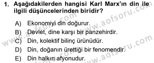 Din ve Toplum Dersi 2015 - 2016 Yılı (Final) Dönem Sonu Sınav Soruları 1. Soru