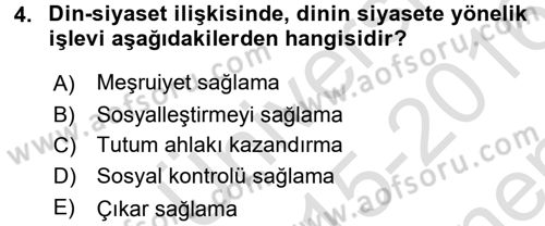 Din ve Toplum Dersi 2015 - 2016 Yılı (Final) Dönem Sonu Sınav Soruları 4. Soru
