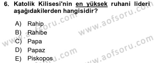 Din ve Toplum Dersi 2015 - 2016 Yılı (Final) Dönem Sonu Sınav Soruları 6. Soru