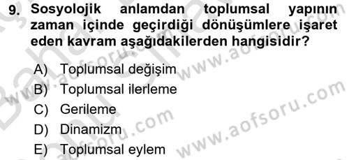 Din ve Toplum Dersi 2015 - 2016 Yılı (Final) Dönem Sonu Sınav Soruları 9. Soru