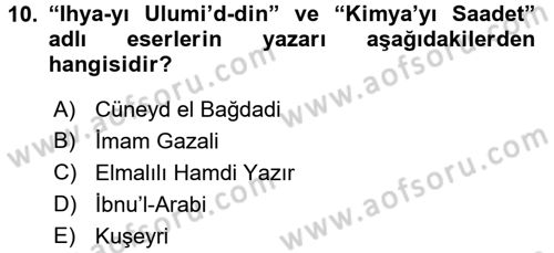 Din ve Toplum Dersi 2015 - 2016 Yılı Tek Ders Sınav Soruları 10. Soru