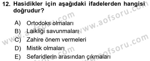 Din ve Toplum Dersi 2015 - 2016 Yılı Tek Ders Sınav Soruları 12. Soru