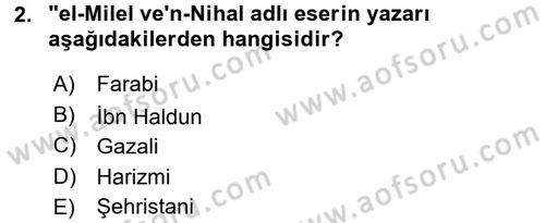 Din ve Toplum Dersi 2015 - 2016 Yılı Tek Ders Sınav Soruları 2. Soru