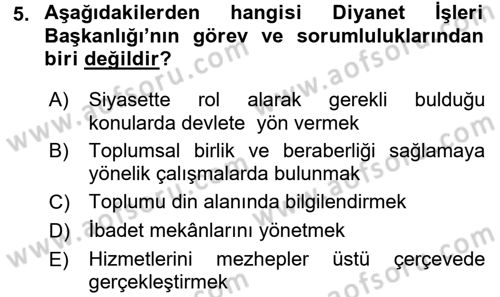 Din ve Toplum Dersi 2015 - 2016 Yılı Tek Ders Sınav Soruları 5. Soru