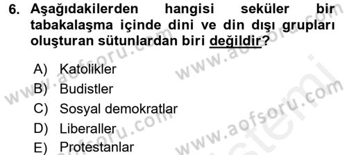 Din ve Toplum Dersi 2015 - 2016 Yılı Tek Ders Sınav Soruları 6. Soru