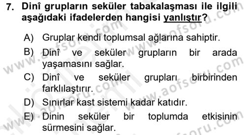 Din ve Toplum Dersi 2015 - 2016 Yılı Tek Ders Sınav Soruları 7. Soru