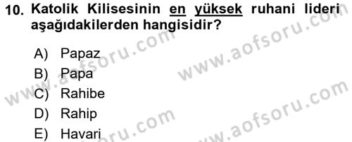 Din ve Toplum Dersi 2016 - 2017 Yılı 3 Ders Sınav Soruları 10. Soru