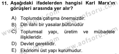 Din ve Toplum Dersi 2016 - 2017 Yılı 3 Ders Sınav Soruları 11. Soru