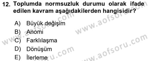Din ve Toplum Dersi 2016 - 2017 Yılı 3 Ders Sınav Soruları 12. Soru