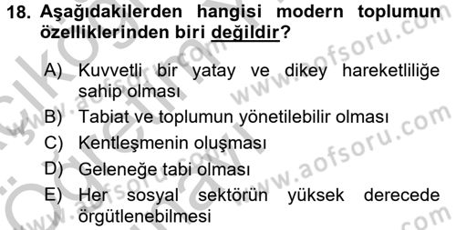 Din ve Toplum Dersi 2016 - 2017 Yılı 3 Ders Sınav Soruları 18. Soru