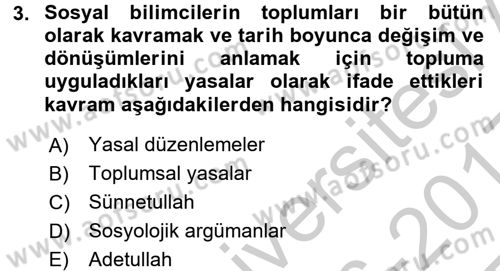 Din ve Toplum Dersi 2016 - 2017 Yılı 3 Ders Sınav Soruları 3. Soru