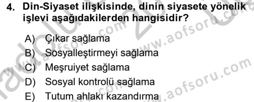 Din ve Toplum Dersi 2016 - 2017 Yılı 3 Ders Sınav Soruları 4. Soru