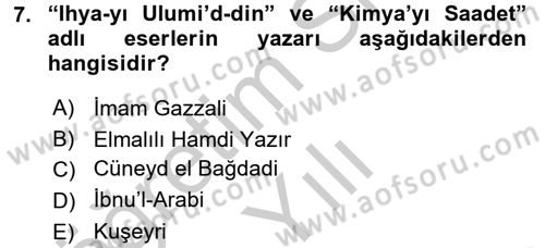 Din ve Toplum Dersi 2016 - 2017 Yılı 3 Ders Sınav Soruları 7. Soru