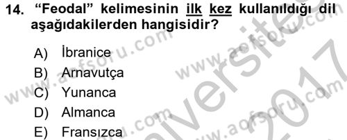 Din ve Toplum Dersi 2016 - 2017 Yılı (Vize) Ara Sınav Soruları 14. Soru