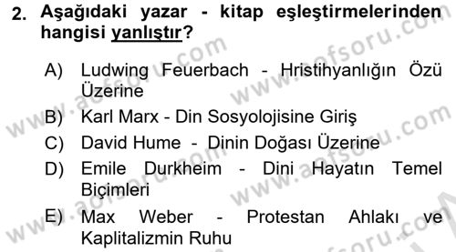 Din ve Toplum Dersi 2016 - 2017 Yılı (Final) Dönem Sonu Sınav Soruları 2. Soru