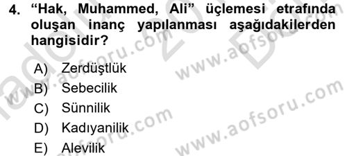 Din ve Toplum Dersi 2016 - 2017 Yılı (Final) Dönem Sonu Sınav Soruları 4. Soru