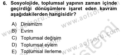 Din ve Toplum Dersi 2016 - 2017 Yılı (Final) Dönem Sonu Sınav Soruları 6. Soru
