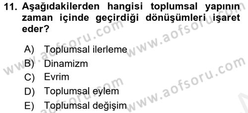 Din ve Toplum Dersi 2017 - 2018 Yılı 3 Ders Sınav Soruları 11. Soru