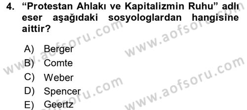 Din ve Toplum Dersi 2017 - 2018 Yılı 3 Ders Sınav Soruları 4. Soru