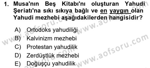 Din ve Toplum Dersi 2017 - 2018 Yılı (Vize) Ara Sınav Soruları 1. Soru