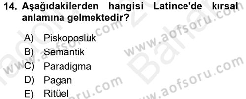Din ve Toplum Dersi 2017 - 2018 Yılı (Vize) Ara Sınav Soruları 14. Soru