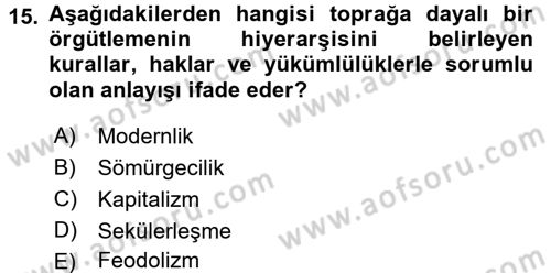 Din ve Toplum Dersi 2017 - 2018 Yılı (Vize) Ara Sınav Soruları 15. Soru