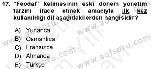 Din ve Toplum Dersi 2017 - 2018 Yılı (Vize) Ara Sınav Soruları 17. Soru