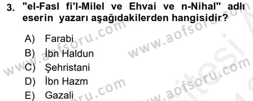 Din ve Toplum Dersi 2017 - 2018 Yılı (Vize) Ara Sınav Soruları 3. Soru