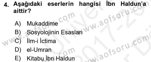 Din ve Toplum Dersi 2017 - 2018 Yılı (Vize) Ara Sınav Soruları 4. Soru