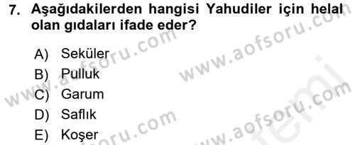 Din ve Toplum Dersi 2017 - 2018 Yılı (Vize) Ara Sınav Soruları 7. Soru