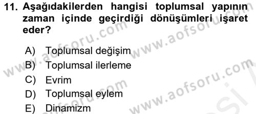 Din ve Toplum Dersi 2017 - 2018 Yılı (Final) Dönem Sonu Sınav Soruları 11. Soru