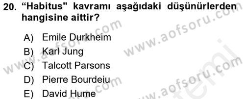 Din ve Toplum Dersi 2017 - 2018 Yılı (Final) Dönem Sonu Sınav Soruları 20. Soru