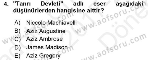 Din ve Toplum Dersi 2017 - 2018 Yılı (Final) Dönem Sonu Sınav Soruları 4. Soru