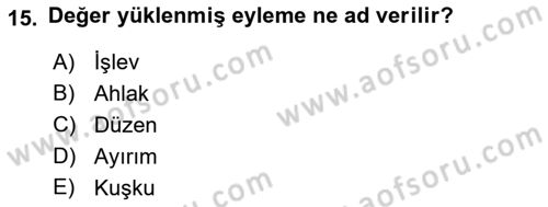Din ve Toplum Dersi 2018 - 2019 Yılı (Vize) Ara Sınav Soruları 15. Soru