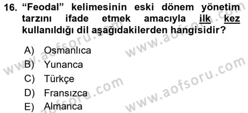 Din ve Toplum Dersi 2018 - 2019 Yılı (Vize) Ara Sınav Soruları 16. Soru