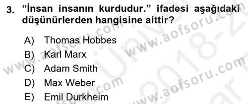 Din ve Toplum Dersi 2018 - 2019 Yılı (Vize) Ara Sınav Soruları 3. Soru